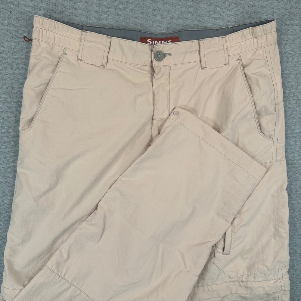 Simms Fishing COR3 Convertible Pants Mens Medium Peach Nylon Zip Off Hiking